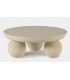 Mesa de centro redonda madera de mango y cemento color crema mdmhogar