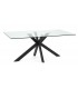 Mesa de comedor rectangular grande metal negro y cristal templado