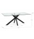 Mesa de comedor rectangular grande metal negro y cristal templado