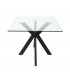 Mesa de comedor rectangular grande metal negro y cristal templado