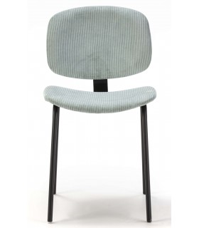 Silla cómoda metal negro tapizado pana color aguamarina mdmhogar