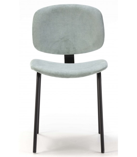 Silla cómoda metal negro tapizado pana color aguamarina mdmhogar