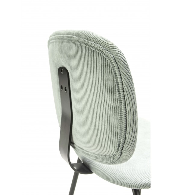 Silla cómoda metal negro tapizado pana color aguamarina mdmhogar