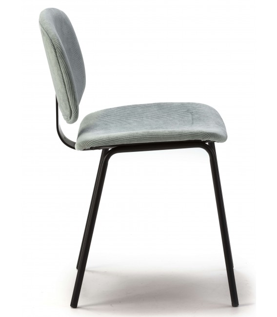 Silla cómoda metal negro tapizado pana color aguamarina mdmhogar