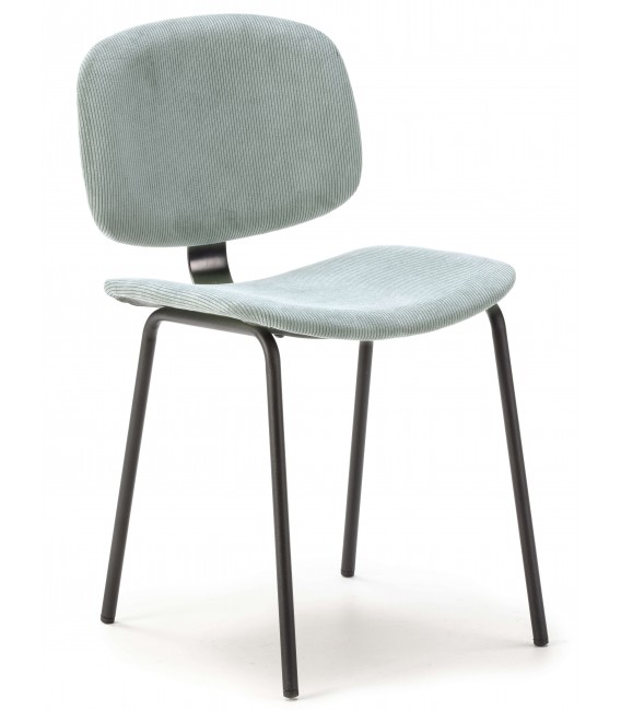 Silla cómoda metal negro tapizado pana color aguamarina mdmhogar