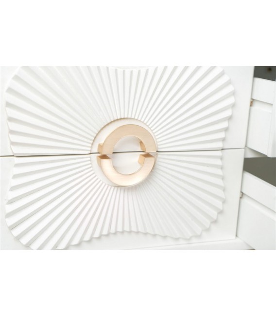 COMODA GRANDE 120 X 38 X 74 YARKA MADERA BLANCA METAL DORADO