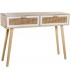 Consola de entrada paulonia y ratán acabado natural y blanco