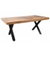 Mesa de comedor rectangular grande madera de acaia metal negro