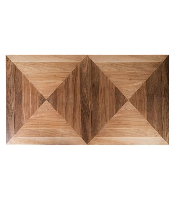 Mesa de comedor rectangular grande madera de acaia metal negro