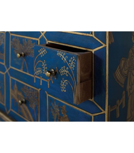 Cómoda pequeña madera maciza con todos los detalles pintados a mano