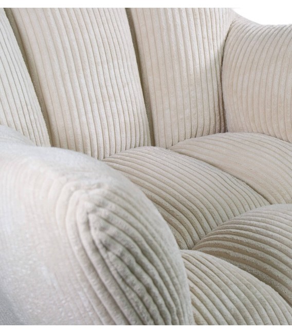 Mecedora cómoda pana color beige patín de madera acabado natural mdmhogar