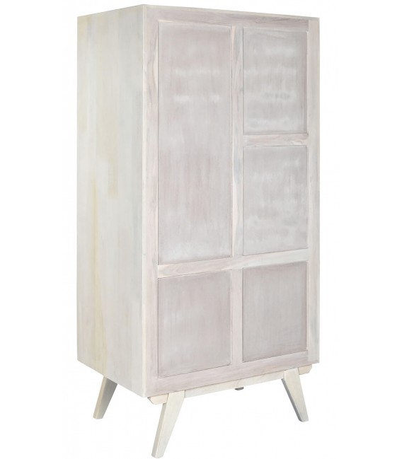 Armario ropero madera de mango blanca ratán patinado en blanco mdmhogar