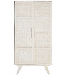 Armario ropero madera de mango blanca ratán patinado en blanco mdmhogar