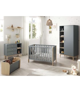 Armario ropero lacado en color gris mdmhogar