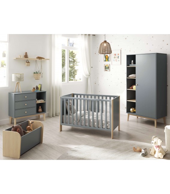 Armario ropero lacado en color gris mdmhogar