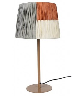 Lámpara de sobremesa original pantalla en cuerda gris beige y marrón mdmhogar