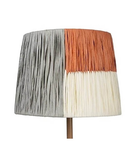 Lámpara de sobremesa original pantalla en cuerda gris beige y marrón mdmhogar