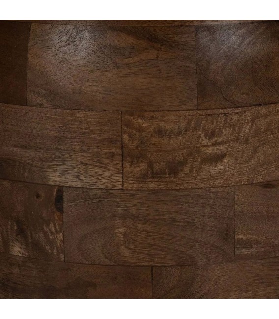 Mesa de centro redonda madera teñida nogal cristal ahumado mdmhogar