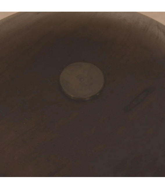 Mesa de centro redonda madera teñida nogal cristal ahumado mdmhogar