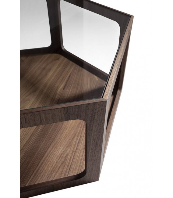 MESA DE CENTRO 90 X 80 X 34 HEXAGONO MADERA NOGAL