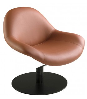 Sillón giratorio cómodo polipiel color marrón pie en metal negro mdmhogar