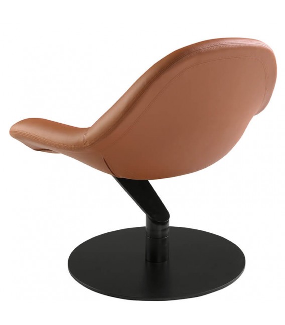 Sillón giratorio cómodo polipiel color marrón pie en metal negro mdmhogar