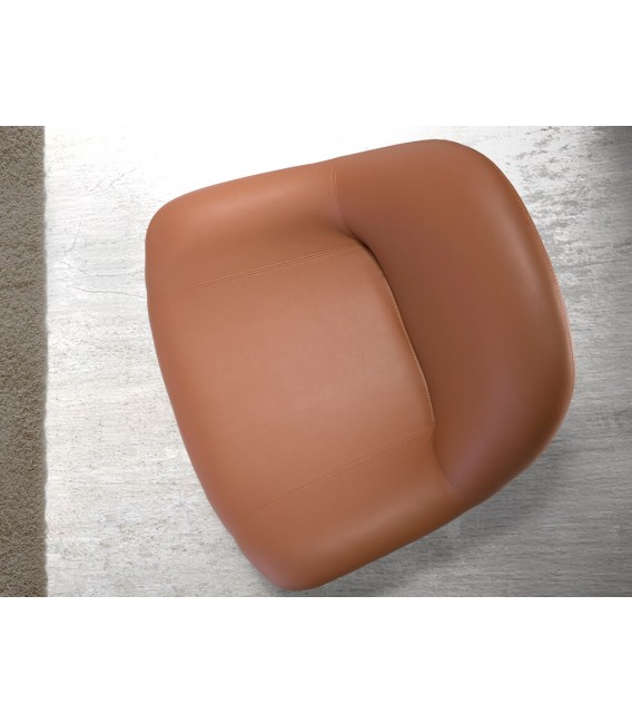 Sillón giratorio cómodo polipiel color marrón pie en metal negro mdmhogar