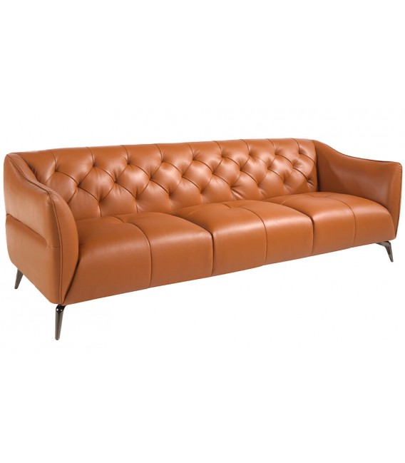 Sofá de 3 plazas grande comodo diseño moderno piel marrón mdmhogar