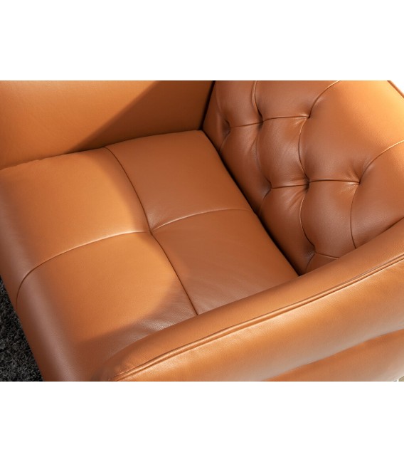 Sofá de 3 plazas grande comodo diseño moderno piel marrón mdmhogar