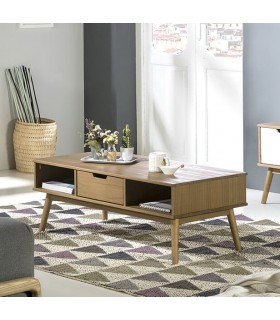 Mesa de centro rectangular de estilo nórdico madera de pino natural mdmhogar