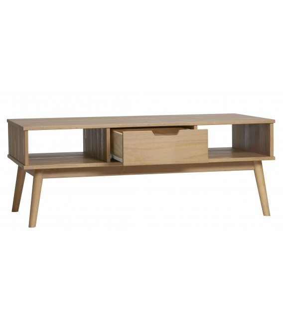 Mesa de centro rectangular de estilo nórdico madera de pino natural mdmhogar