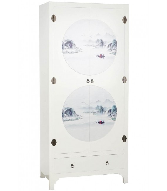 Armario ropero estilo oriental lacado en blanco mdmhogar