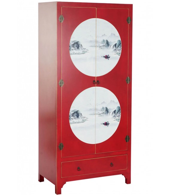 Armario ropero, de estilo oriental lacado en rojo mdmhogar