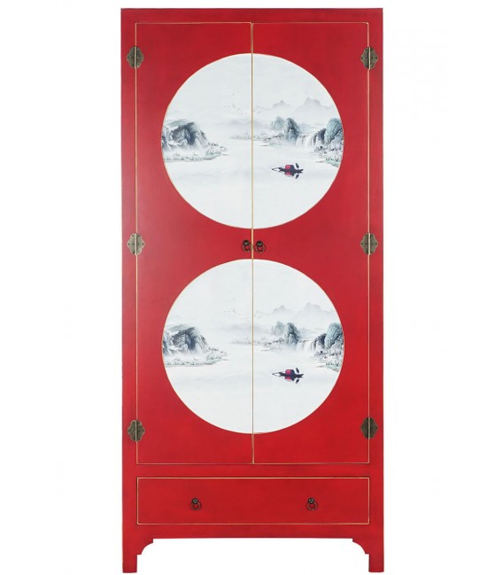 Armario ropero, de estilo oriental lacado en rojo mdmhogar