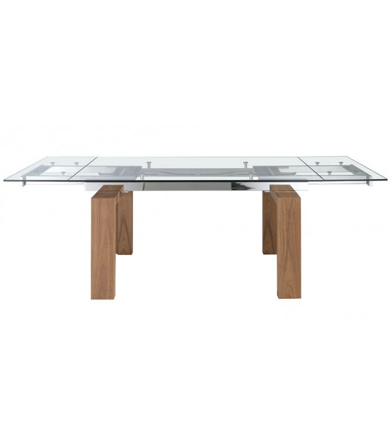 Mesa de comedor rectangular extensible madera y cristal mdmhogar