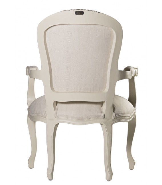 Sillón Luis XVI caoba tallada lacada en blanco tela color blanco mdmhogar