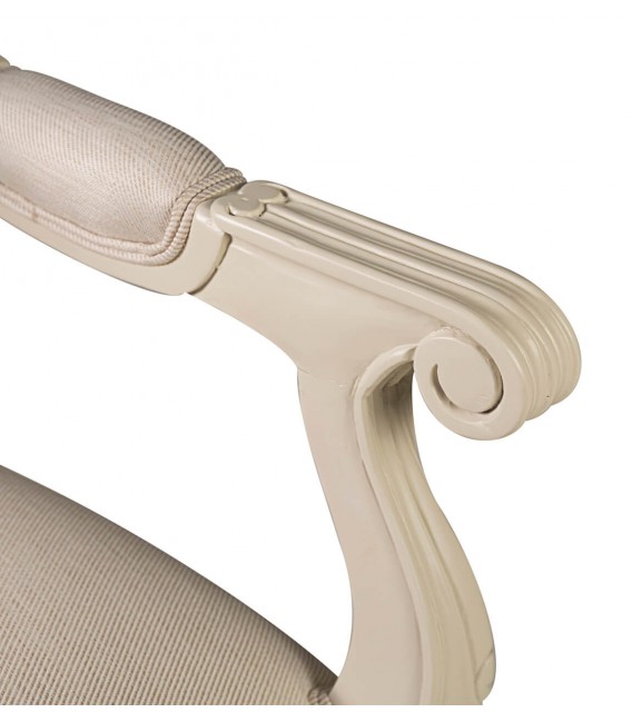 Sillón Luis XVI caoba tallada lacada en blanco tela color blanco mdmhogar