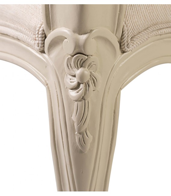 Sillón Luis XVI caoba tallada lacada en blanco tela color blanco mdmhogar