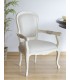 Sillón Luis XVI caoba tallada lacada en blanco tela color blanco mdmhogar