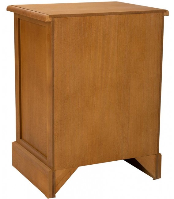 Mesita de noche madera teñida color cerezo con 3 cajones mdmhogar