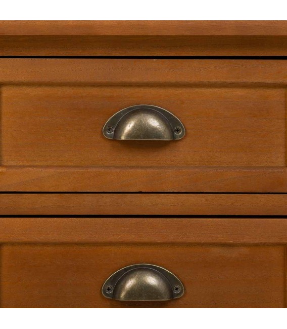 Mesita de noche madera teñida color cerezo con 3 cajones mdmhogar