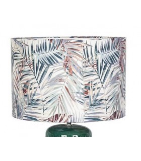 Lámpara de sobremesa base  cerámica verde pantalla estampada a juego mdmhogar