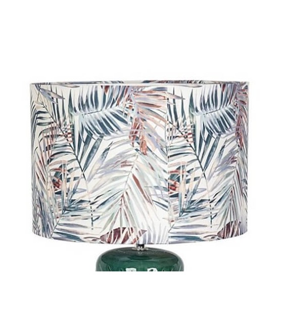 Lámpara de sobremesa base  cerámica verde pantalla estampada a juego mdmhogar