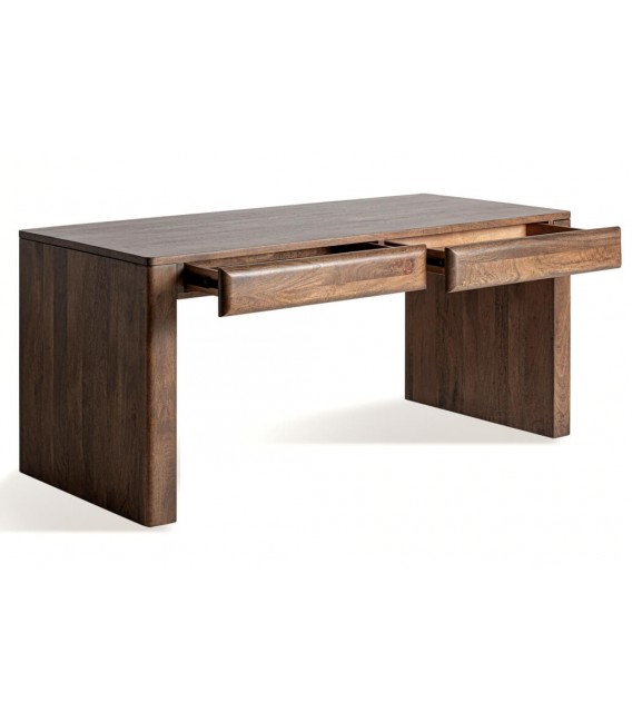Mesa escritorio grande madera maciza de mango color nogal mdmhogar