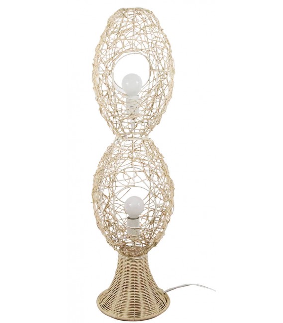 Lámpara de pie baja jacinto de agua trenzado a mano mdmhogar