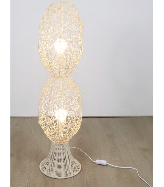 Lámpara de pie baja jacinto de agua trenzado a mano mdmhogar