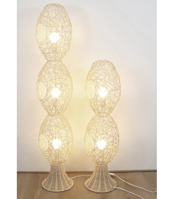 Lámpara de pie baja jacinto de agua trenzado a mano mdmhogar