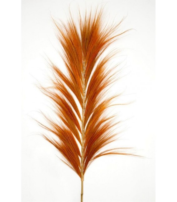 Rama decorativa bambú natural y fibra natural teñida color naranja mdmhogar