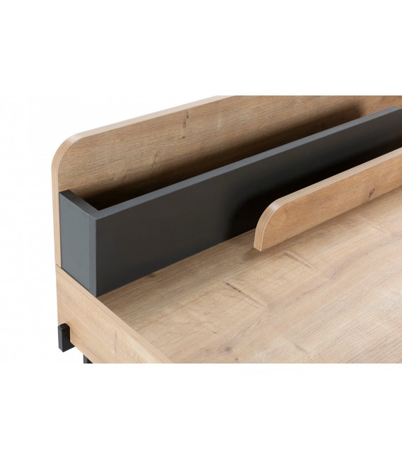 Mesa escritorio melamina imitación roble natural y metal negro mdmhogar