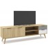 Mueble de Tv grande madera de pino combinado con gris y blanco mdmhogar